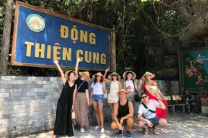 Heaven Cave in Halong Bay with stunning stalactites and illuminated chambers