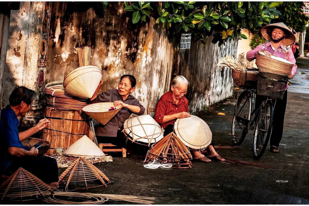 Exclusive Hanoi to Ninh Binh Day Tour: Incense Village & Trang An Boat Chuong conical hat making village traditional workshop