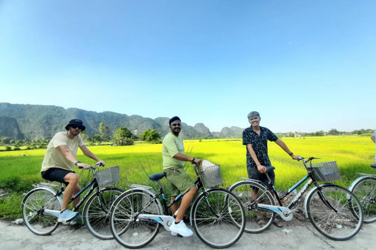 Tam Coc Private Tour | Hoa Lu Ancient Capital | Cycling to Bich Dong Tam Coc cycling tour along rice fields and rivers