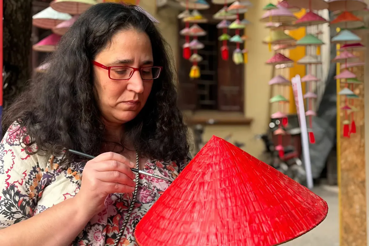 Exclusive Hanoi to Ninh Binh Day Tour: Incense Village & Trang An Boat Finished conical hats in Hanoi hat village