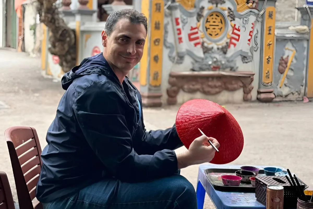Exclusive Hanoi to Ninh Binh Day Tour: Incense Village & Trang An Boat Traditional hat village Hanoi during hanoi day tour