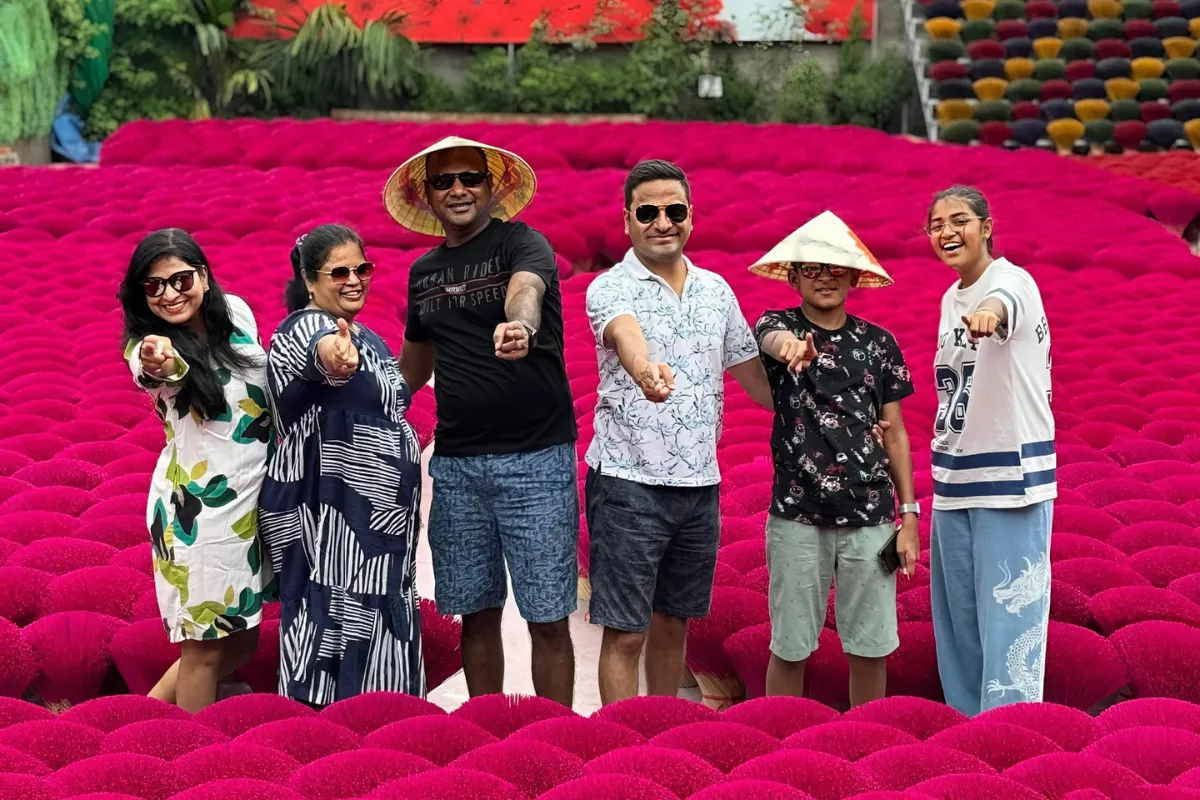 Exclusive Hanoi to Ninh Binh Day Tour: Incense Village & Trang An Boat Visitors exploring incense village during hanoi day tour