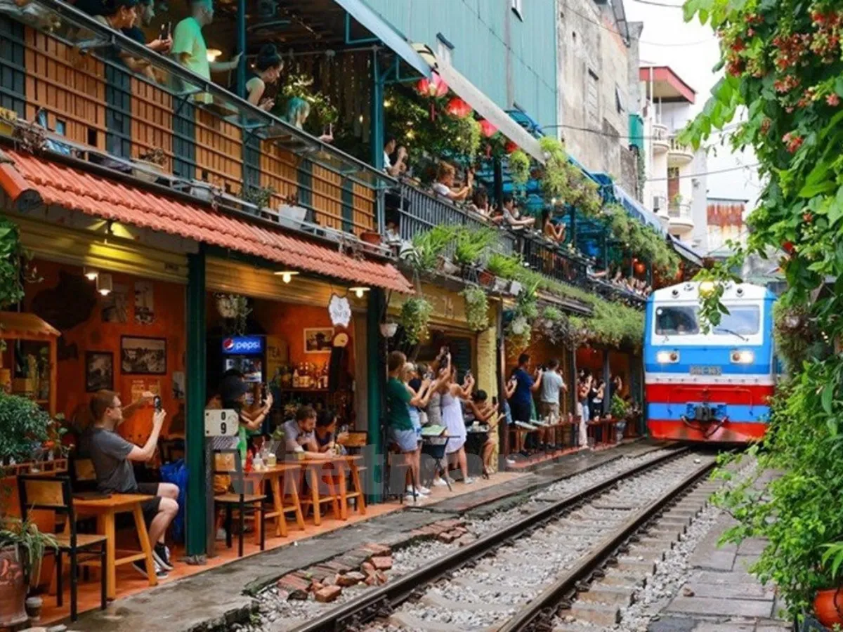 Hanoi train street railway in Hanoi