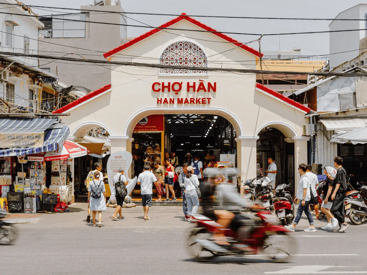 Local vendors and traditional products at Han Market in Da Nang Vietnam