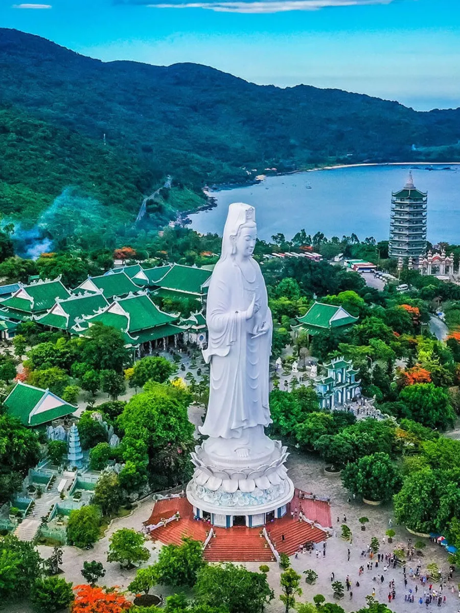 Linh Ung Pagoda and Lady Buddha statue on Son Tra Peninsula in Da Nang Vietnam